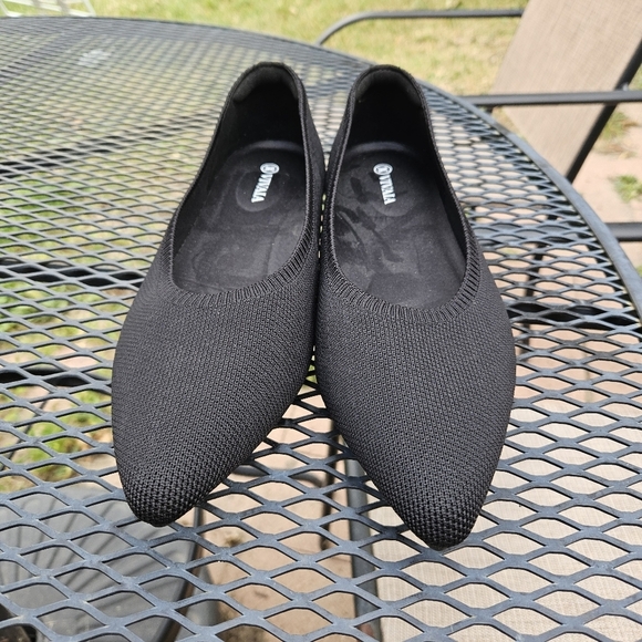 Vivaia black knit pointed toe ballet flats Aria 5 EU 43 US 11 - Picture 2 of 8